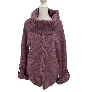 Talbots Wool Alpaca Blend Cable Knit Turtleneck Sweater Purple size Small